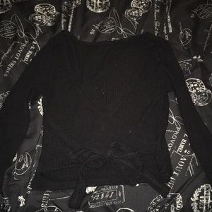 Black long sleeve  wrap around crop top